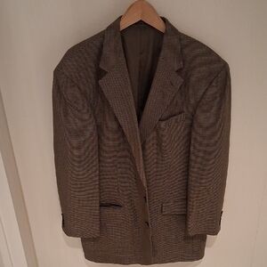 Oscar de la Renta Dk Green/Brown Houndstooth Sport Coat